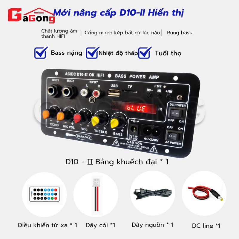 【🔥24H】Mạch loa D10 Bluetooth 5.0 hát Karaoke công suất lớn 120w, 12V/24V/220V lắp loa kéo (bao gồm đ