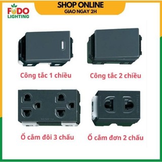 Ổ cắm đơn, ổ đôi 3 chấu Panasonic, công tắc 1 chiều, 2 chiều màu đen hàng chính hãng