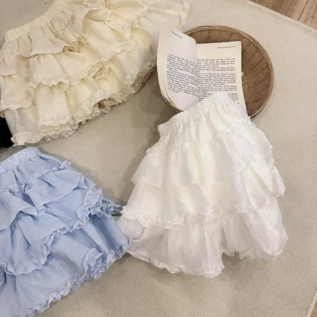 Chân váy nữ ngắn bèo tầng cạp chun chất tơ đũi bồng bềnh siêu xinh có quần trong - Airy Skirt | BigBuy360 - bigbuy360.vn