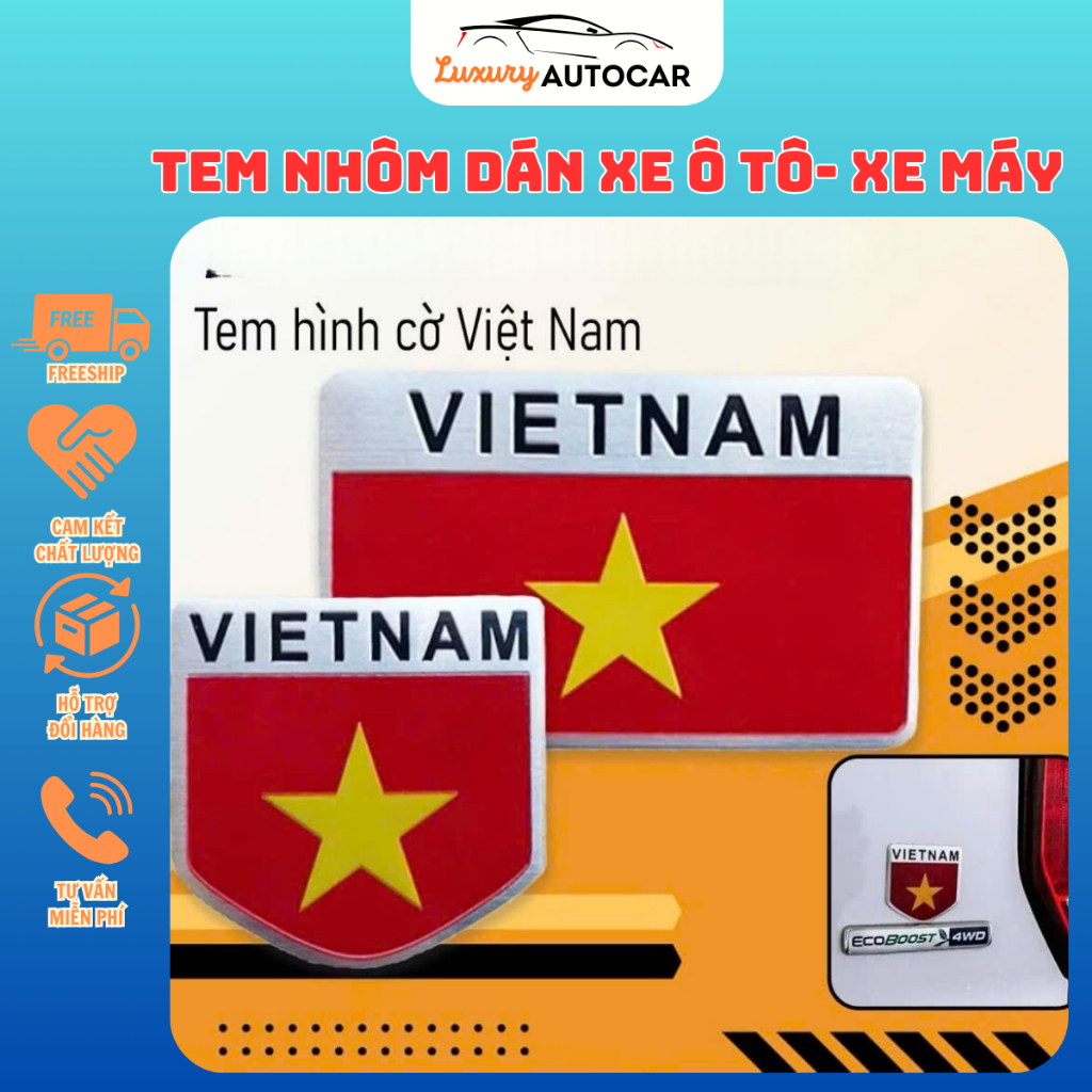 Tem Nhôm Dán Cờ Hình Tôi Yêu Việt Nam