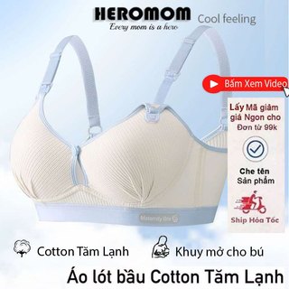  Áo lót bầu Cotton Tăm Lạnh cho con bú nâng ngực chống chảy xệ đồ lót chip bà bầu HEROMOM 