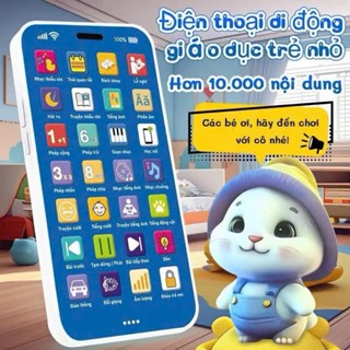 Đồ chơi điện thoại thông minh 28 phím - thu âm nhại giọng - phát âm tiếng Việt - kèm dây  sạc cho bé