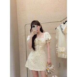 (Kèm quần trên live) Đầm Dạo Phố Hoa Nhí Cổ Vuông Tay Phồng | Nàng Thơ -  DARIE DRESS