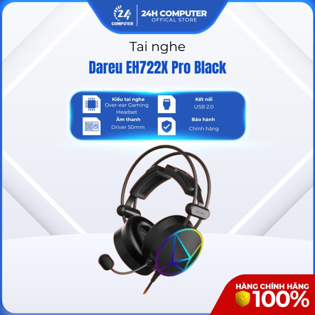 (FULL VAT) - TAI NGHE Dareu EH722X Black