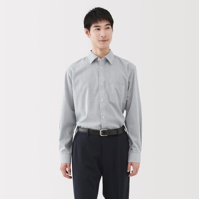 [NEW 2025] MUJI Áo Sơ Mi Nam Ít Nhăn Cổ Rộng Tay Dài