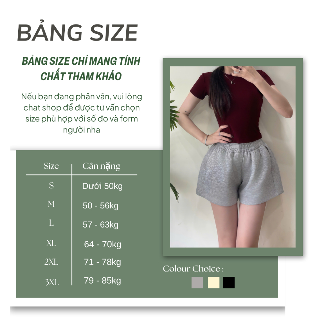 Quần Short Nỉ 2 Da Nữ Bigsize Cạp Chun Co Giãn, Quần Sooc Đùi Ống Rộng Cạp Cao Basic Dễ Phối-QSN001 | BigBuy360 - bigbuy360.vn