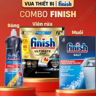 COMBO FINISH | Viên rửa + Muối + Nước làm bóng Ultimate+ Quantum Power Nhật Bộ máy rửa bát 1kg 2kg 4kg 400ml 800ml 500ml