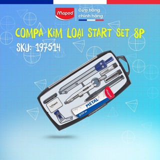 Compa Học Sinh Kim Loại Maped Set 8P- SKU: 197514, An Toàn, Chính Xác, Thương Hiệu Pháp [Chính Hãng]