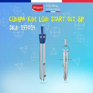 Compa Học Sinh Kim Loại Maped Set 8P- SKU: 197514, An Toàn, Chính Xác, Thương Hiệu Pháp [Chính Hãng]