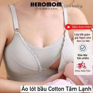  Áo lót bầu Cotton Tăm Lạnh mở khuy ngang cho con bú không gọng nâng ngực chống chảy xệ HEROMOM 