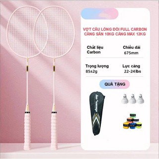  Bộ 2 Vợt Cầu Lông Khung Carbon 710 Căng Sẵn 9kg  Max 11kg  + Tặng Kèm Túi Đựng và 2 Quấn Cán 