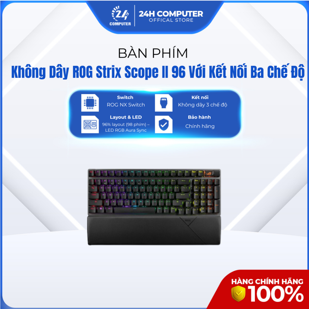 (FULL VAT) - Bàn Phím Chơi Game Không Dây ROG Strix Scope II 96 Với Kết Nối Ba Chế Độ