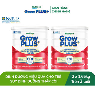 [Livestream KOL] Combo 2 Sữa bột Nutifood GrowPLUS+ Suy Dinh Dưỡng (Đỏ) 2+ Tăng Cân, Tăng Chiều Cao (2 Lon 1,65 Kg)