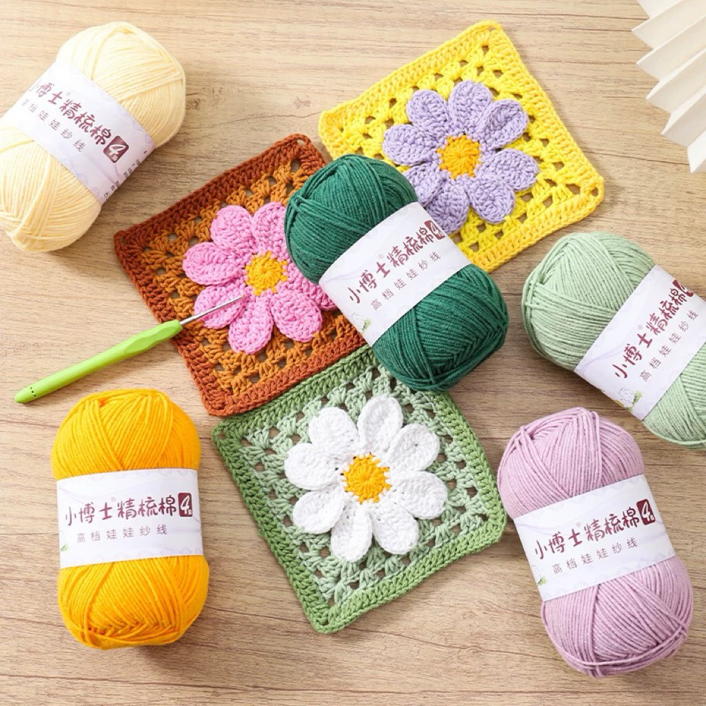 [Len sợi] Cuộn len Sữa Cotton Đan 4ply rất phù hợp để đan/móc, thích hợp cho cả người mới bắt đầu và