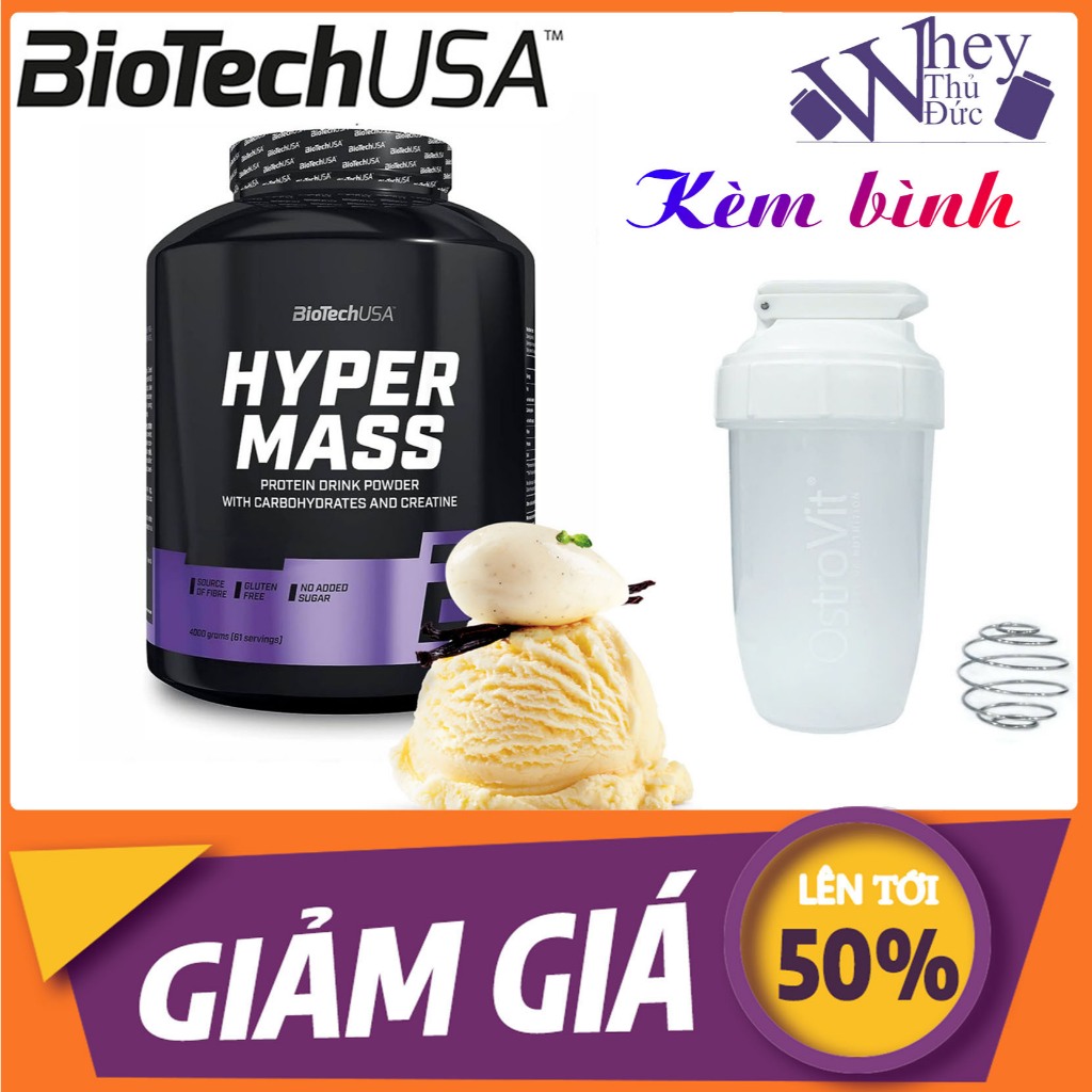 Biotech Hyper Mass 2kg VANILLA – Thực Phẩm Bổ Sung Mass Gainer Cho Người Gầy Khó Tăng Ký