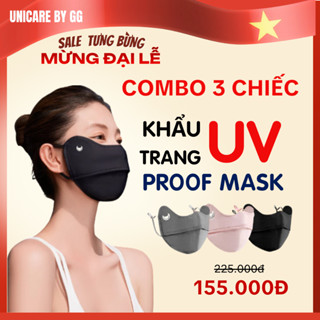 [3 Chiếc] Unicare Khẩu Trang UV Siêu Mịn, Khẩu Trang Vải Chống Tia UV Unicare Chống Bụi Proof Mask