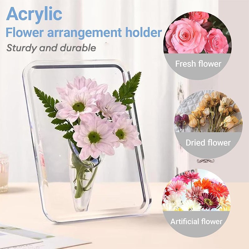 Aanadel📢Khung ảnh cao cấp Bình hoa trong suốt để bàn bằng Acrylic nhỏ sáng tạo
