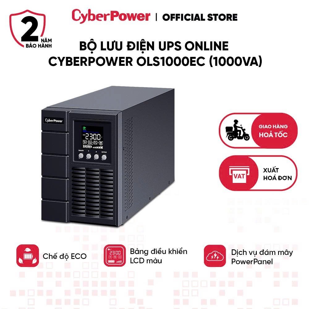 Bộ Lưu Điện UPS Online CyberPower OLS1000EC 1000VA/800W – Sóng Sine Chuẩn, Chính Hãng
