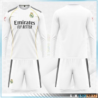  Bộ Áo Bóng Đá Real Madrid Dài Tay Trắng Sân Nhà - Đồ Đá Banh Nam Nữ Mới 