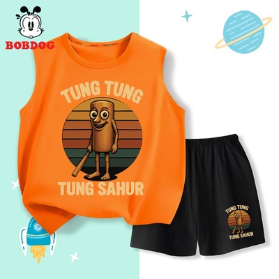 Bộ thun 3 lỗ cho bé trai BOBDOG chất liệu thun cotton mới -BD-KS329 in hình TUNG TUNG TUNG SAHUR