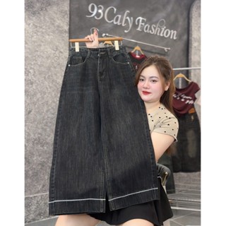   BIGSIZE  4624 Quần Jean Nữ Suông CALY Nấm Ống Rộng Năng Động quần bò nữ 9 tấc lửng màu tối chuppy 