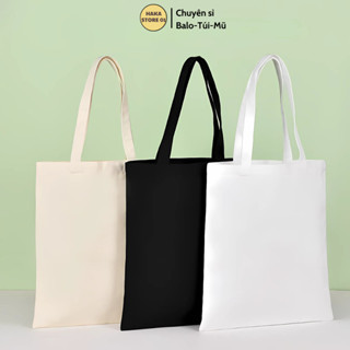 [GIÁ HỦY DIỆT ] Túi vải tote nữ Canvas trơn trắng,đen,ngà có khóa -Sỉ balo Túi