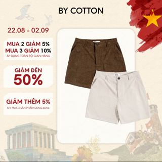 Quần Short Nam By Cotton Cao Cấp Short Nhung Tăm 2025 2 Màu Nâu - Kem