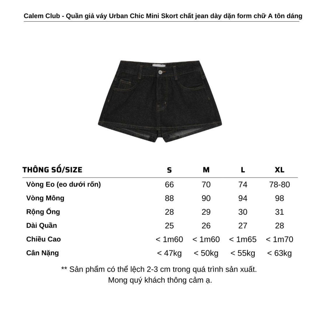 Calem.Club - Quần giả váy Urban Chic Mini Skort dáng ngắn cạp trễ chất jean dày dặn form chữ A tôn dáng | BigBuy360 - bigbuy360.vn
