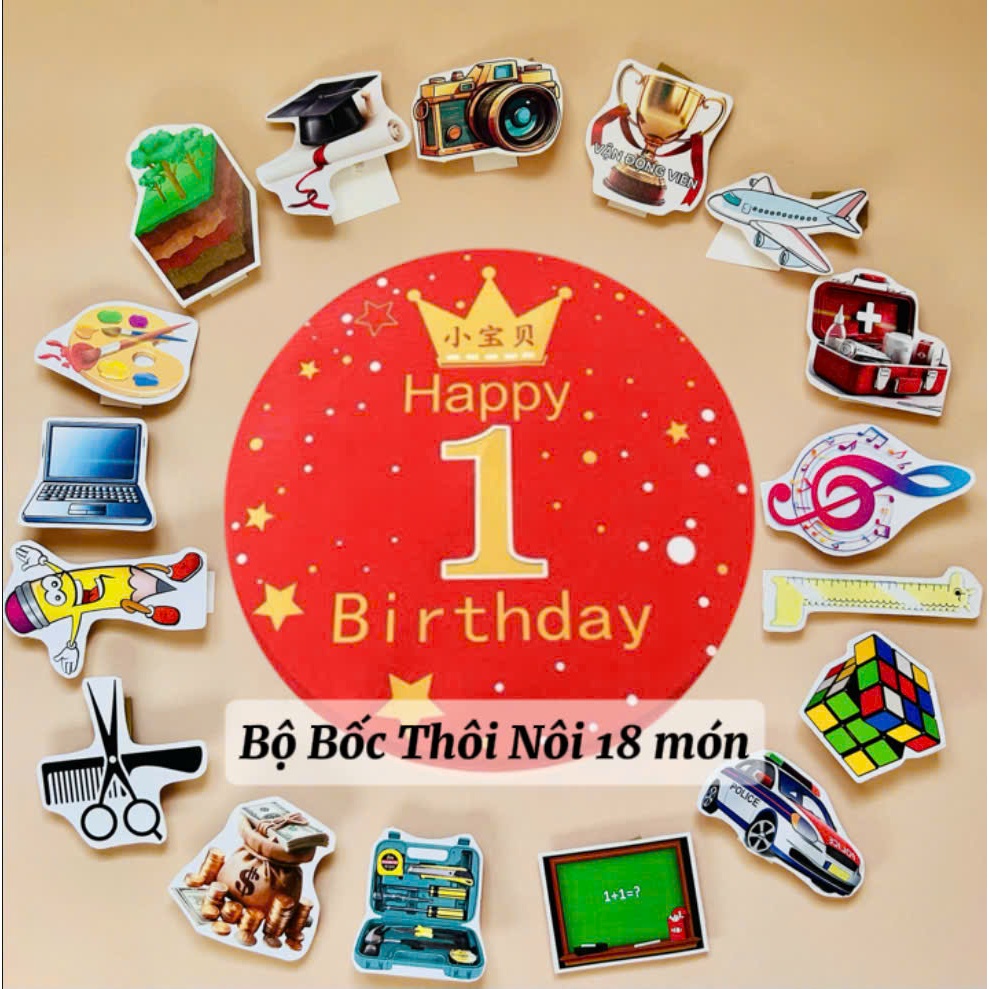 Bộ bốc chọn nghề thôi nôi 1 tuổi ,Tặng kèm 2 sổ mini nhả vía cho bé may mắn