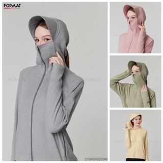Áo Khoác Chống Nắng Nữ Format Dáng Ngắn Kiểu Mới Có Vành Mũ Gấu Rút Điều Chỉnh