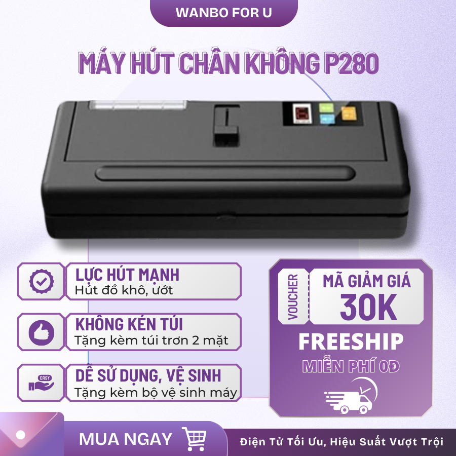 Máy Hút Chân Không P280 CORISU Không Kén Túi Kiêm Hàn Miệng Túi, Công Suất Lớn, Đường Hàn Chắc Chắn