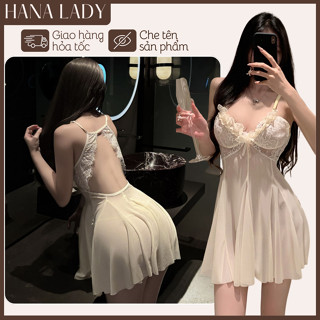  Váy Ngủ Voan Lụa Xuyên Thấu Phối Ren Hở Lưng Sexy Kèm Quần Lọt Khe VN629 