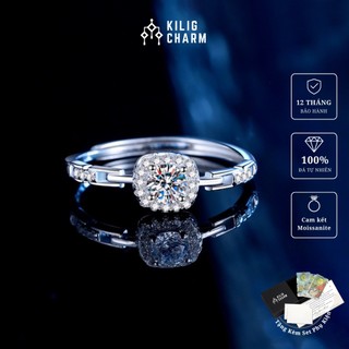  Nhẫn nữ đính đá kim cương nhân tạo Moissanite 1 Carat Freesize cao cấp quà tặng KILIG CHARM - NH02 