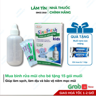 ✅(Chính Hãng) Bình rửa mũi cho bé Cát Linh Sinufresh Kids  tặng kèm 15 gói muối nano rửa xoang.