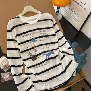 Áo Nữ Dài Tay cổ thuyền kẻ sọc Tizionvn, áo cotton nguyên chất, áo thun dài tay phối vest ngoài, áo mùa thu đông