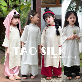 Áo Dài Cho Bé Gái Vải Gấm Hoa Nhiều Màu Cao Cấp, Bao Gồm Áo Và Quần (Ảnh Shop Chụp)