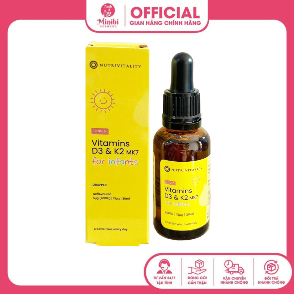 Vitamin D3&K2-Mk7 Nutrivitality Anh 30ml