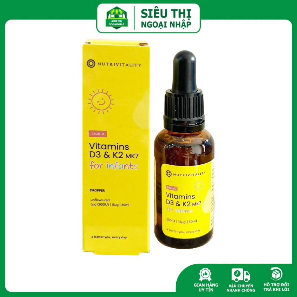 Vitamin D3&K2-Mk7 Nutrivitality Anh 30ml