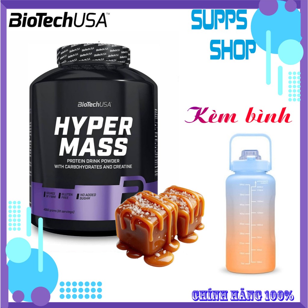 [Chính Hãng] Biotech Hyper Mass 4kg SALTED CARAMEL – Mass Gainer Tăng Cân, Bổ Sung Protein & Carbs C