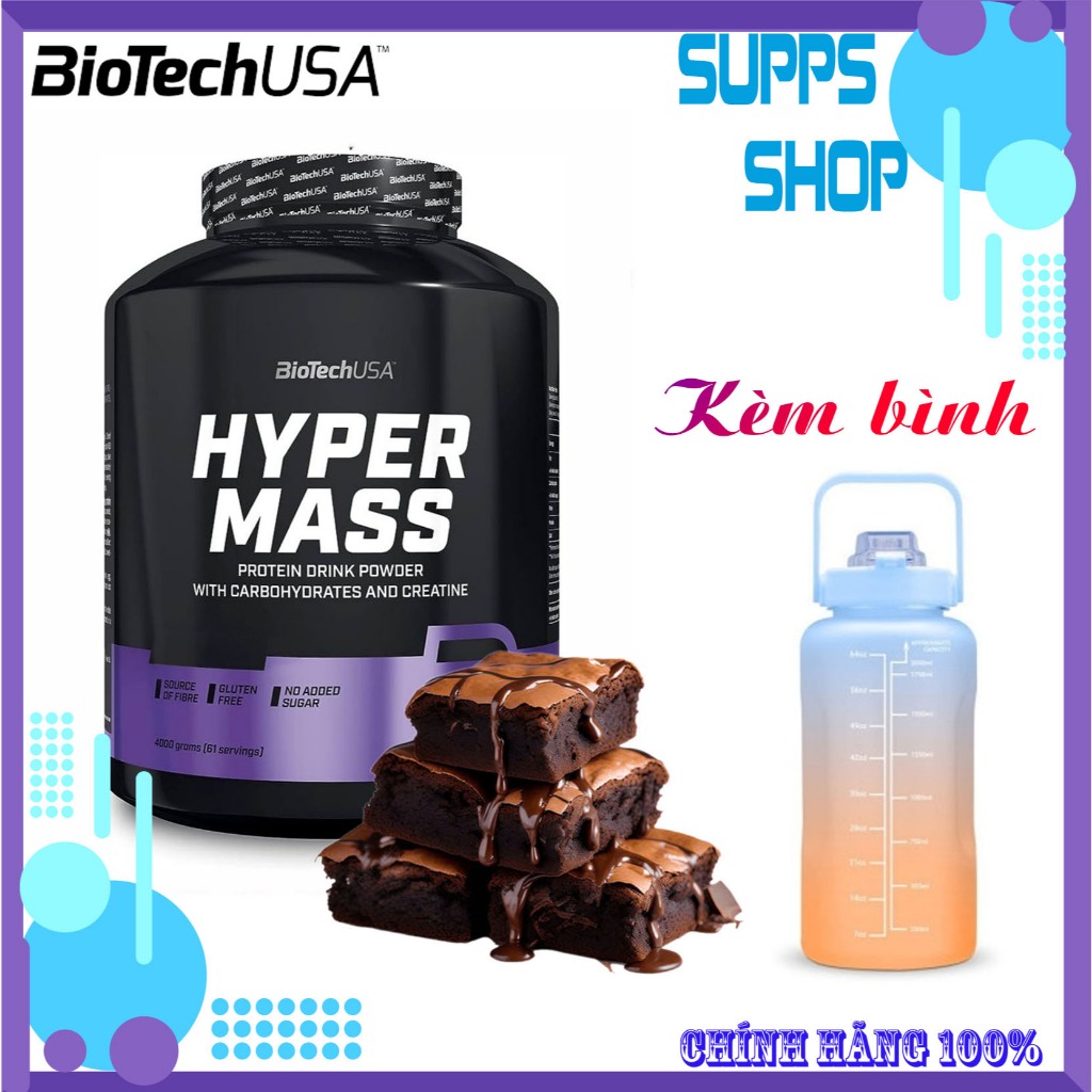 [Chính Hãng] Biotech Hyper Mass 4kg CHOCOLATE – Mass Gainer Tăng Cân, Bổ Sung Protein & Carbs Cho Gy