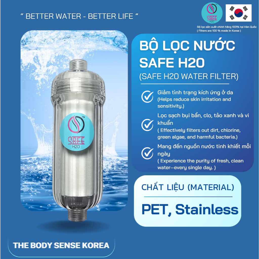 Bộ lọc nước The Body Sense Korea tiện lợi chính hãng set A (tặng kèm lõi lọc)