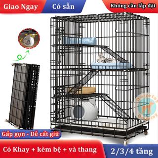 Chuồng mèo gấp gọn BIGSIZE chuồng mèo giá rẻ chuồng chó mèo giá rẻ tặng khay Có 3/4 tầng chuồng mèo