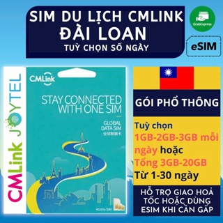 Sim du lịch Đài Loan CMLINK / JOYTEL tốc độ cao 4G dung lượng nhiều hỗ trợ giao nhanh và esim