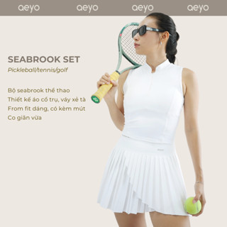 aeyo | Bộ đồ Pickleball, tennis, golf nữ SEABROOK áo ba lỗ khoá kéo trước, chân váy xếp ly