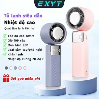  EXYT Quạt Cầm Tay Mini 199 Tốc Độ Gió Siêu Mạnh,Pin 5000mah Có Sò Lạnh Siêu Mát Gập 180 Độ Tặng Kèm Sạc 