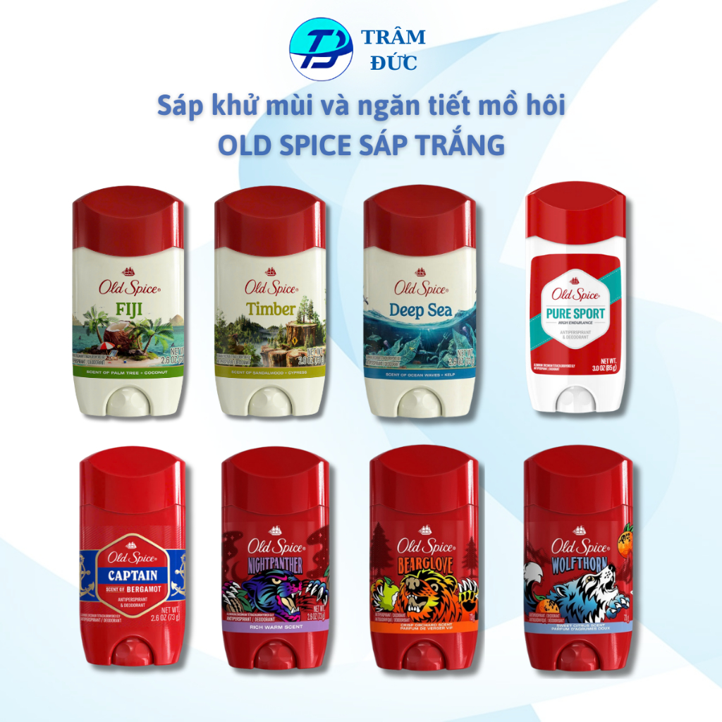 Sáp Trắng Khử Mùi Old Spice Timber, Fiji, Pure Sport