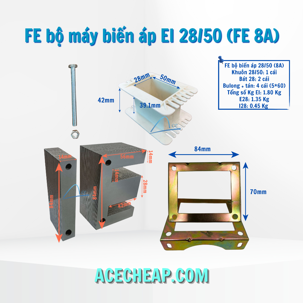 Fe bộ máy biến áp EI 28/50 (fe 8a)