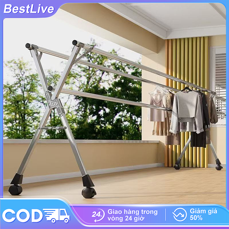  BestLive Giàn Phơi Quần Áo inox 304 Cây phơi đồ gấp gọn Cây treo quần áo Chiều dài có thể điều chỉnh 