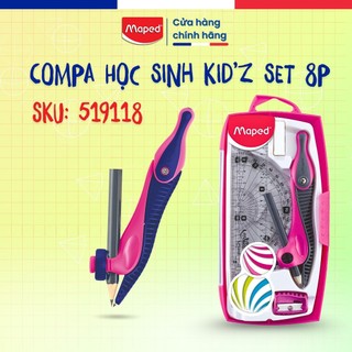 Compa Học Sinh KID'Z Set 8P Maped - SKU: 519118, An Toàn, Học Tập, Thương Hiêu Pháp [Chính Hãng]