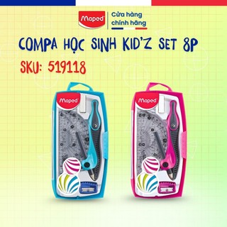 Compa Học Sinh KID'Z Set 8P Maped - SKU: 519118, An Toàn, Học Tập, Thương Hiêu Pháp [Chính Hãng]